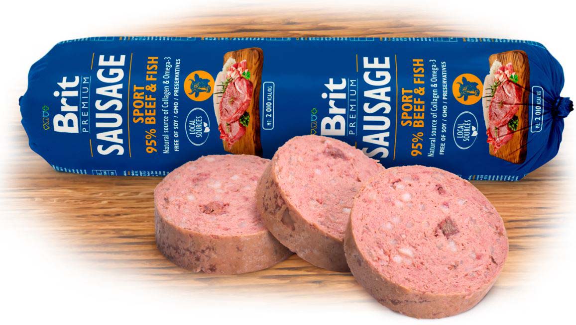 BRIT PREMIUM Salam pentru caini, Sport, cu Vita şi Peşte 800g