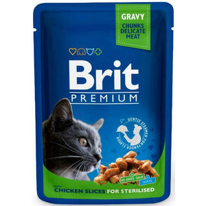 BRIT PREMIUM Sterilised plic pentru pisici sterilizate, bucati Pui in sos 100g