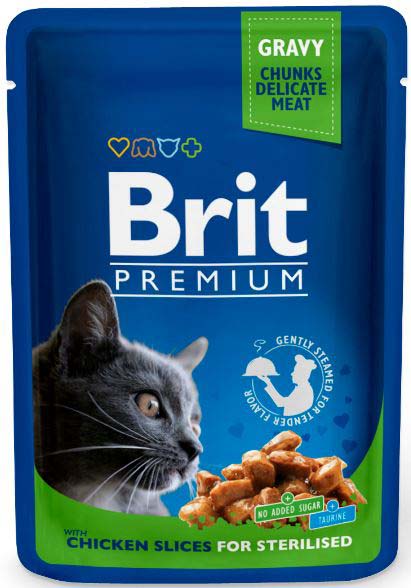 BRIT PREMIUM Sterilised plic pentru pisici sterilizate, bucati Pui in sos 100g
