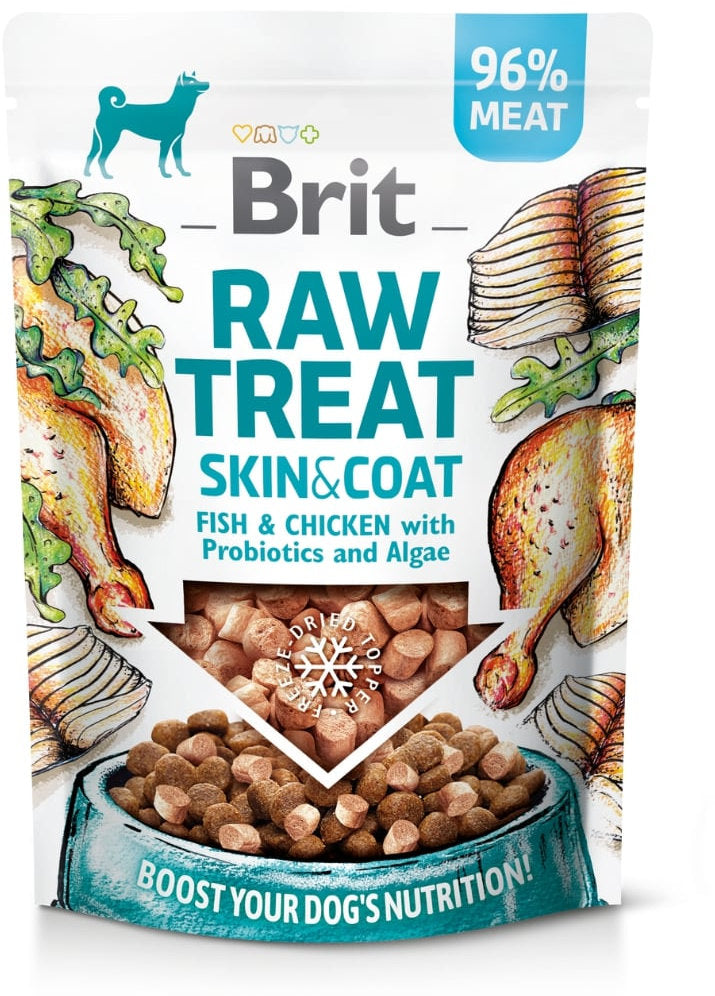 BRIT Recompensa pentru caini, Skin&Coat, liofilizata, cu Peste si Pui 40g