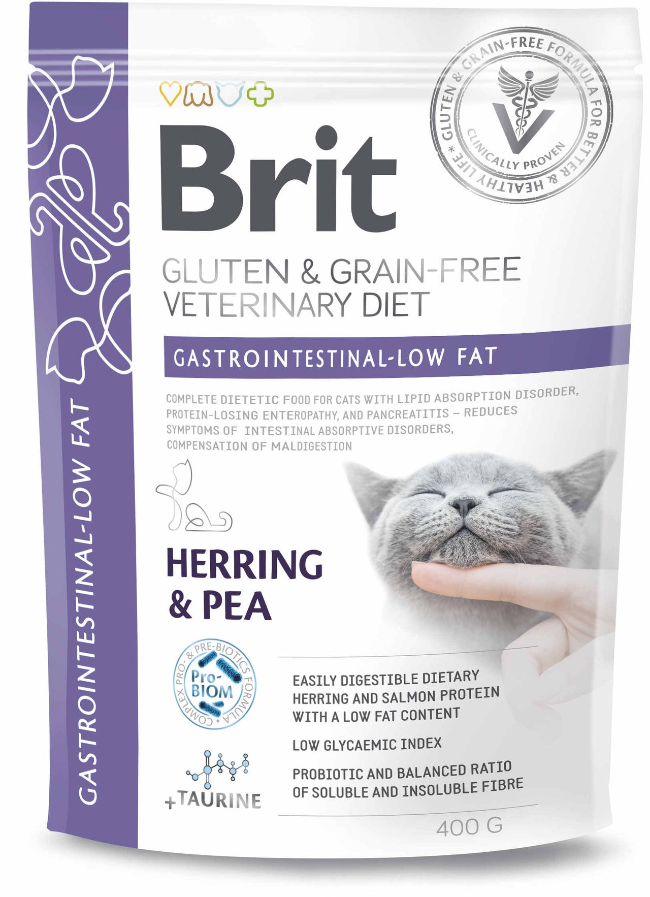 BRIT VD Gastrointestinal Low fat pisici, reducerea tulburarilor intestinale 400g