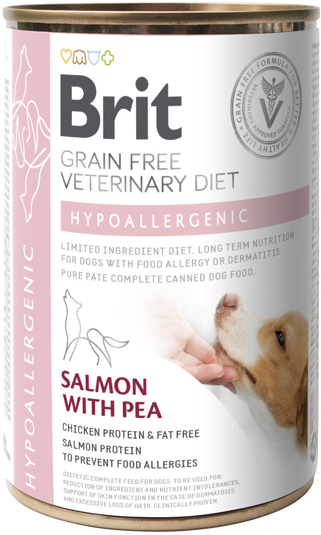BRIT VD Hypoallergenic Conserva caini, reduc. intolerantei la hrana, Somon 400g