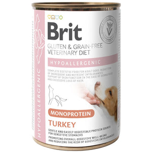 BRIT VD Hypoallergenic Conserva caini,reduc. intolerantei la hrana, Curcan 400g