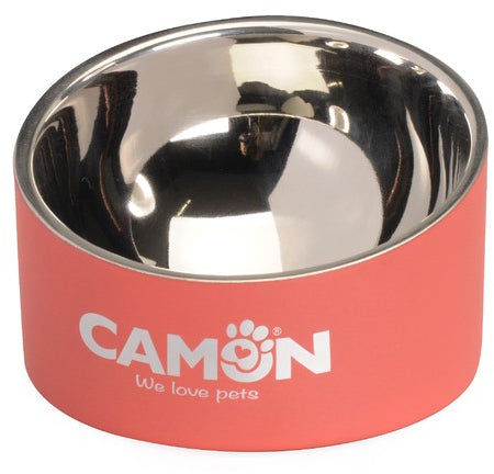 CAMON Bol pentru caini si pisici, din otel cu perete dublu, inclinat