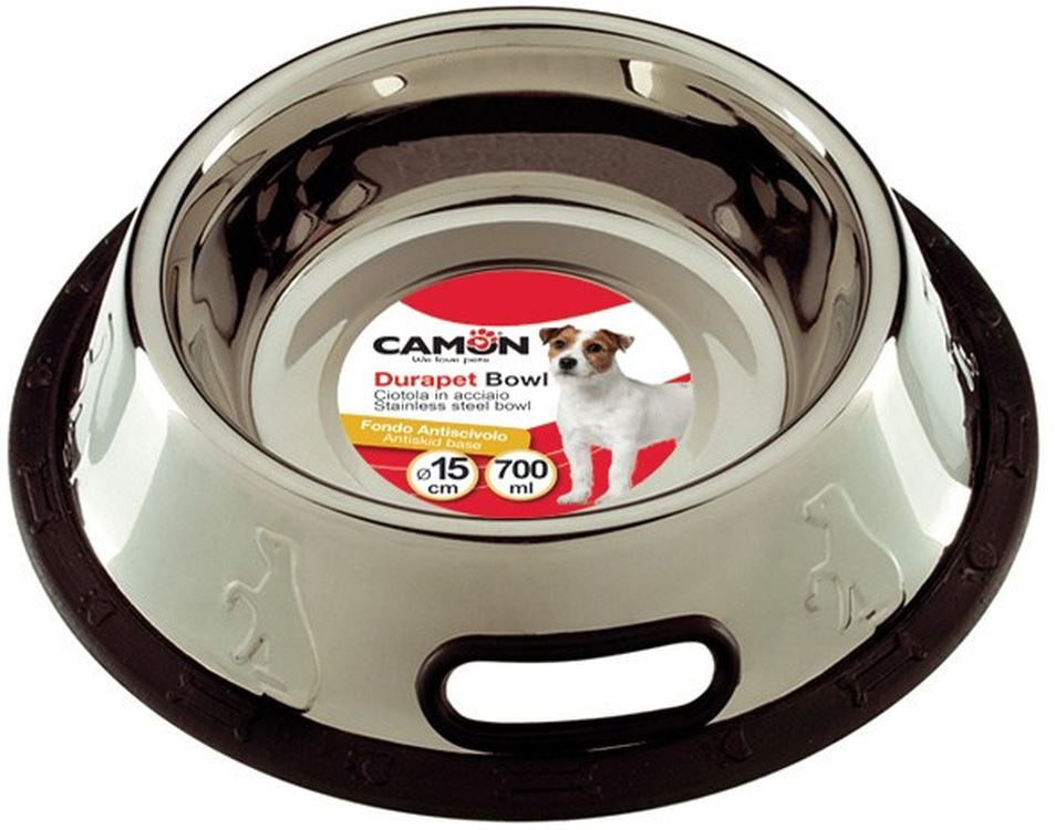 CAMON Castron inox pentru caini, stabil, cu banda antiderapanta