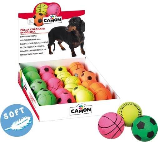 CAMON Jucarie pentru caini, Minge de cauciuc moale 57mm, diverse culori