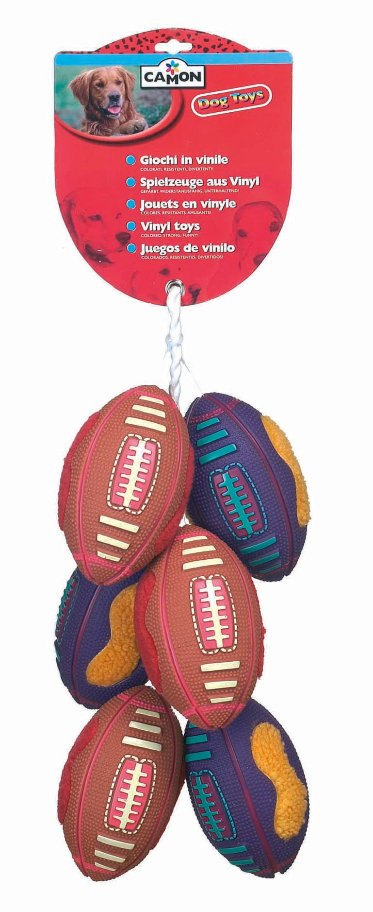 CAMON Jucarie pentru caini Minge rugby vinilin si plus 19cm, diverse culori