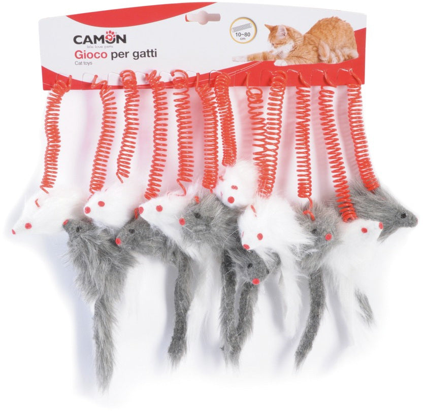 CAMON Jucarie pentru pisici Crazy Mouse cu arc, 7 cm, diverse culori