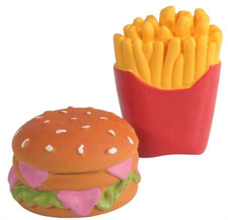 CAMON Jucarie pt caini talie mica Burger sau Chips, din latex 6cm, div modele