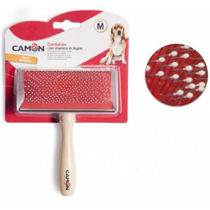 CAMON Perie pentru caini cu maner din lemn M 12x6cm 