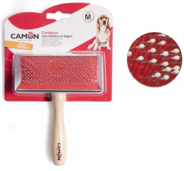 CAMON Perie pentru caini cu maner din lemn M 12x6cm 