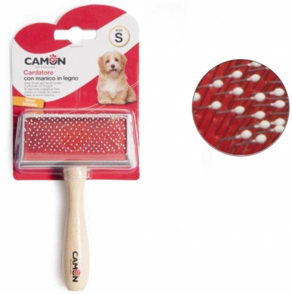 CAMON Perie pentru caini cu maner din lemn S 9x4,5cm 