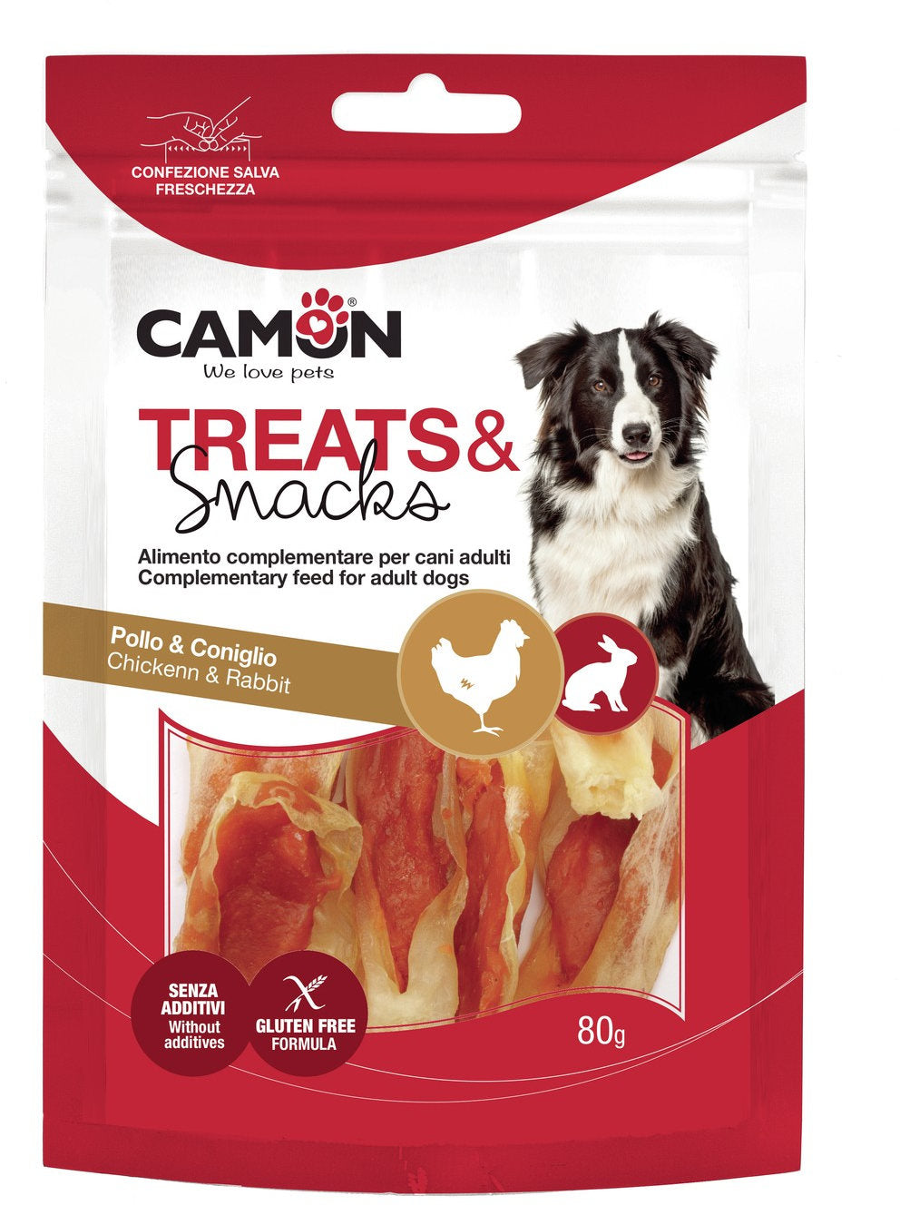 CAMON Recompensa caini Urechi de Iepure si carne de pui, 80g