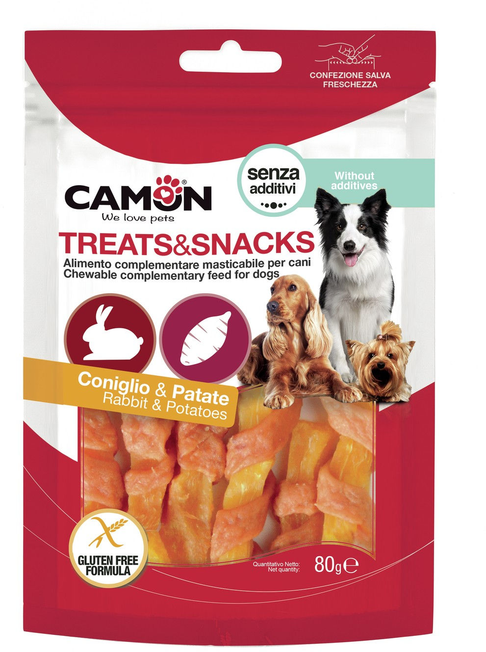 CAMON Recompense caini Iepure si Cartof Dulce, pentru caini peste 4 luni, 80g