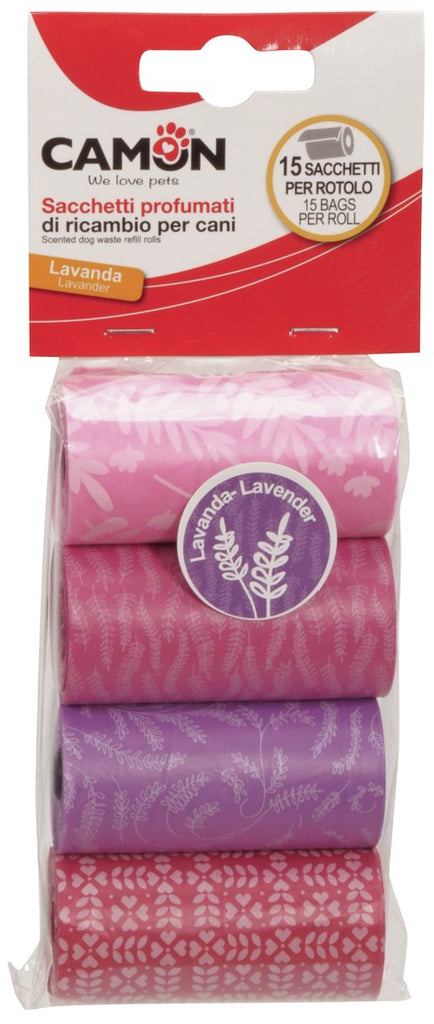 CAMON Saci colorati cu miros de lavanda, ptr excremente, 4 role x 15 bucati
