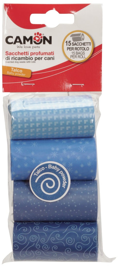 CAMON Saci colorati cu miros de talc, ptr excremente, 4 role x 15 bucati