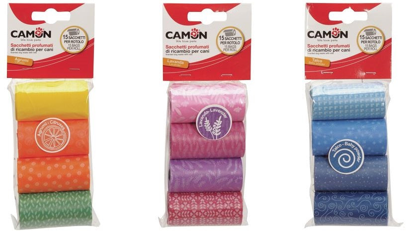CAMON Saci colorati parfumati, ptr excremente, 4 role x 15 bucati