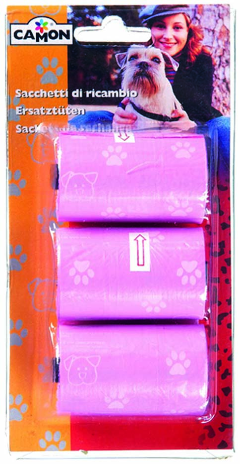 CAMON Saci colorati pentru excremente de caine 3 role x 20 buc, diverse culori