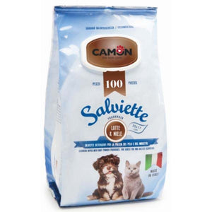 CAMON Servetele umede cu Lapte & Miere pt curatarea rapida a animalelor 100buc
