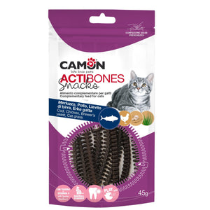 CAMON Snack pentru pisici Actibones cod, pui si drojdie de bere, 45g