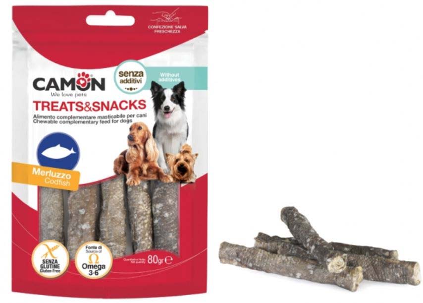 CAMON Snacksuri pentru caini, rulouri din piele de cod 80g