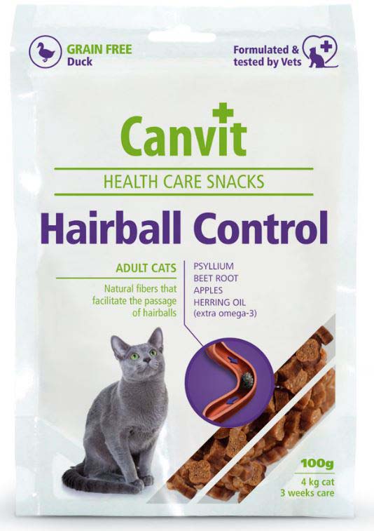 CANVIT Hairball Control Delicatesa pentru pisici, fara cereale, cu Rata 100g
