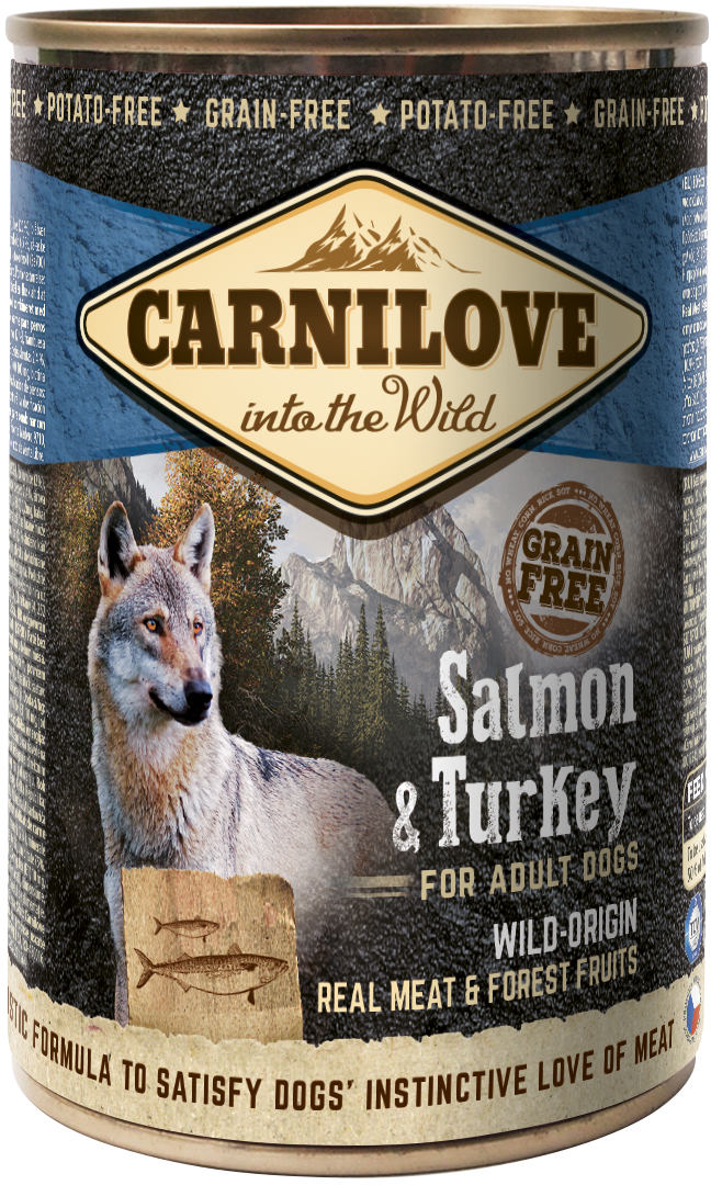 CARNILOVE Conserva pentru caini, cu Somon si Curcan 400g