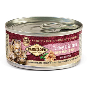 CARNILOVE Conserva pentru KITTEN, cu Somon si Curcan 100g