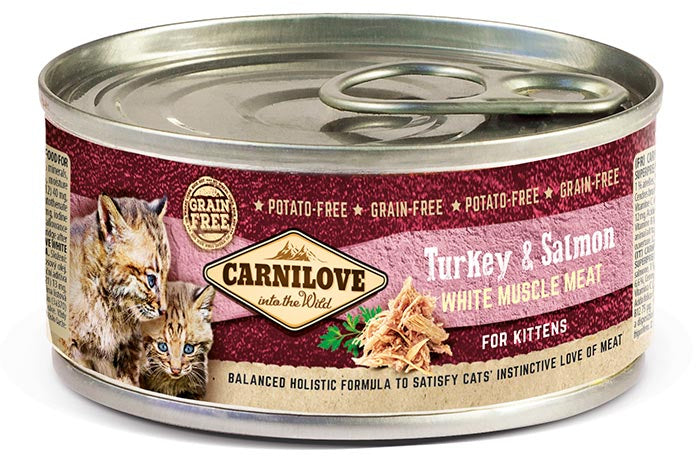 CARNILOVE Conserva pentru KITTEN, cu Somon si Curcan 100g