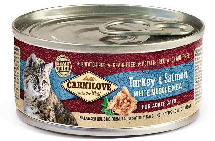 CARNILOVE Conserva pentru pisici, cu Somon si Curcan 100g