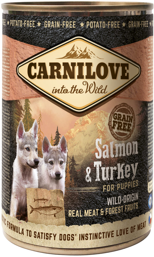 CARNILOVE Conserva pentru PUPPY, cu Somon si Curcan 400g