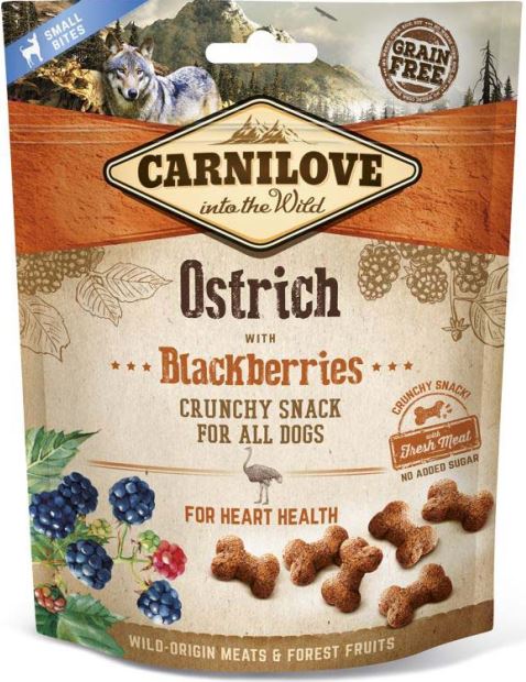 CARNILOVE Crunchy Recompense pentru caini, cu Strut si Mure 200g