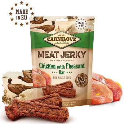 CARNILOVE Jerky Recompensa pentru caini, Baton cu pui si fazan 100g