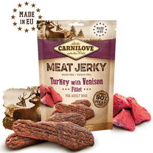 CARNILOVE Jerky Recompensa pentru caini, File de curcan si vanat 100g