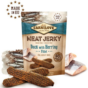 CARNILOVE Jerky Recompensa pentru caini, File de rata si hering 100g