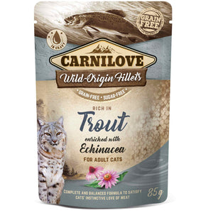 CARNILOVE Plic pentru pisici, cu Pastrav si Echinaceea 85g