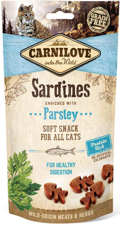 CARNILOVE Semi Moist Recompense pentru pisici, cu Sardine si Patrunjel 50g