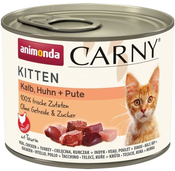 CARNY KITTEN, conserva cu Vita, Pui si Curcan 200g