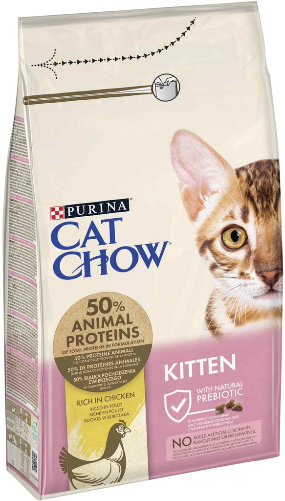 CAT CHOW Hrana uscata KITTEN pentru pisicute si pisici gestante, cu Pui 