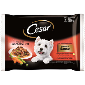 CESAR Pachet plicuri pentru caini Selectii in Sos, Pui si Vita 4x100g