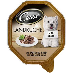 CESAR Pate pentru caini MINI FILETS cu Vita si Curcan 150g