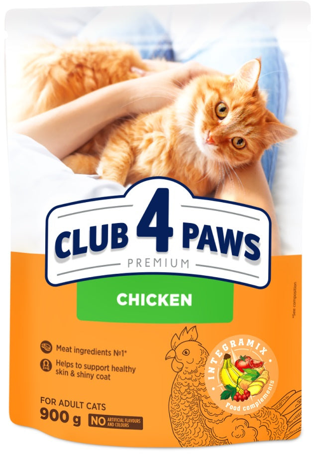 CLUB 4 PAWS Hrana uscata pentru pisici, cu Pui 900g