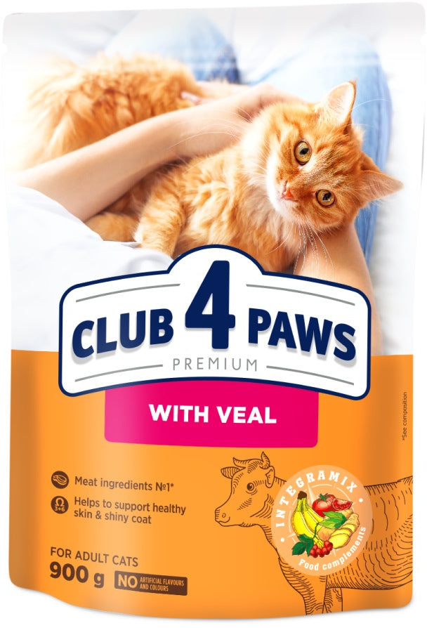 CLUB 4 PAWS Hrana uscata pentru pisici, cu Vita 900g