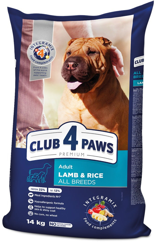 CLUB 4 PAWS Hrana uscata pt caini Adult, cu Miel si Orez 14kg