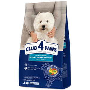 CLUB 4 PAWS Hrana uscata pt caini Adult, talie mica, cu Miel 2kg