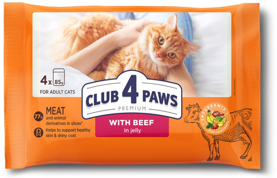CLUB 4 PAWS Multipack Hrana umeda pentru pisici, cu Vita 4x85g