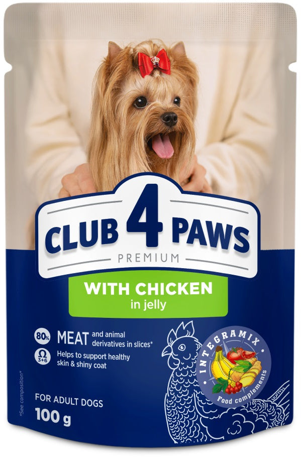 CLUB 4 PAWS Plic Hrana umeda pentru caini de talie mica, cu Pui 100g