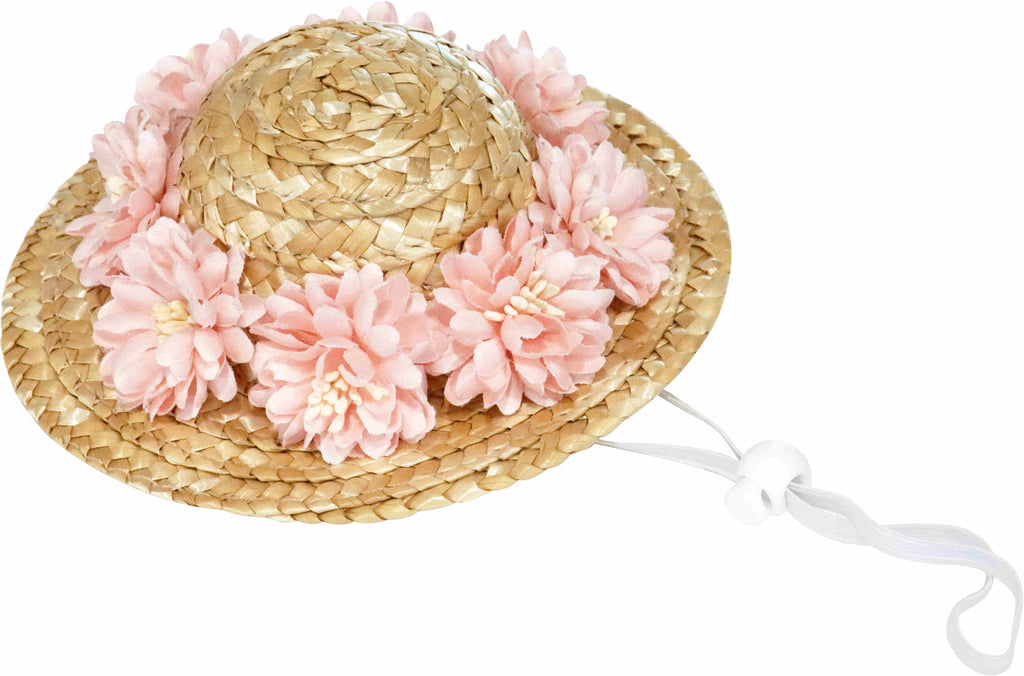CROCI Pălărie pentru câini, din paie, Flori roz, 8 cm - Maxi-Pet.ro