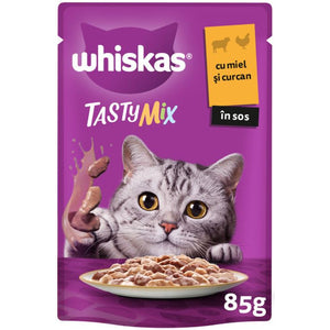 WHISKAS Tasty Mix Creamy Creation Plic hrana umeda pisici Adulte, Miel/Curcan85g