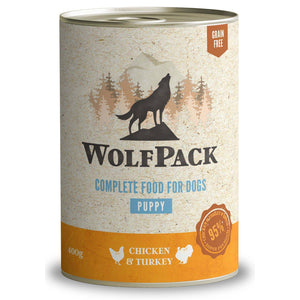 WOLFPACK PUPPY Pui/Curcan, Hrana umeda pentru catei 400g